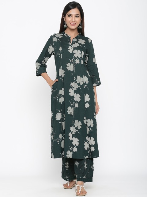 

Juniper Women Green & Off-White Printed Kurta with Palazzos