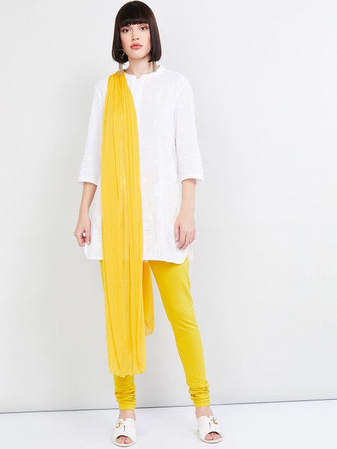

max Yellow Solid Dupatta