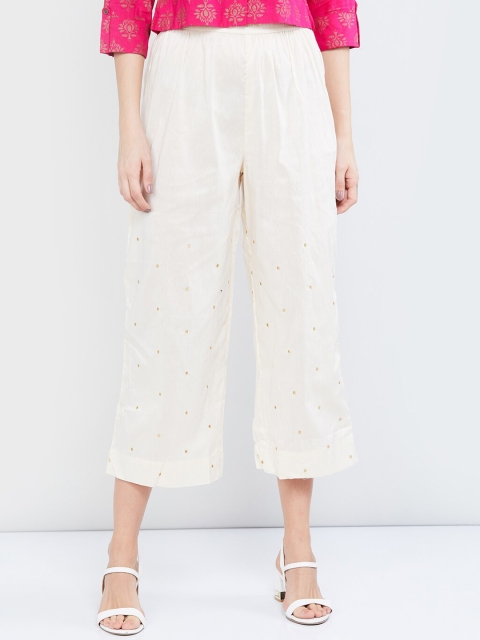 

max Women Off-White Original Regular Fit Self Design Culottes