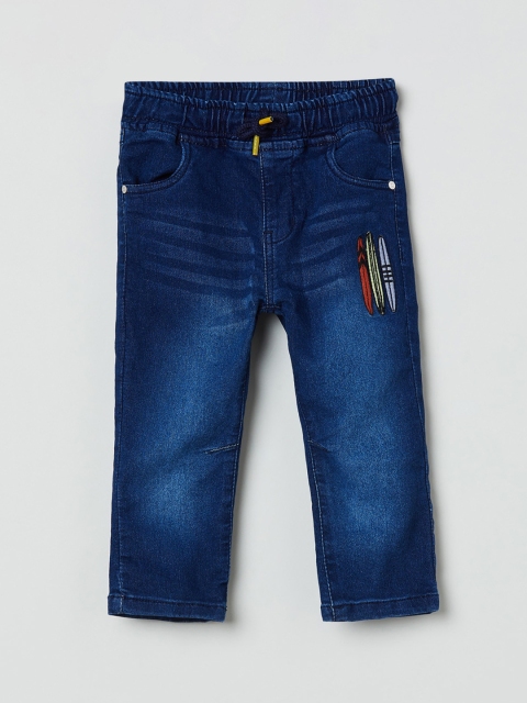 

max Boys Navy Blue Regular Fit Mid-Rise Low Distress Jeans