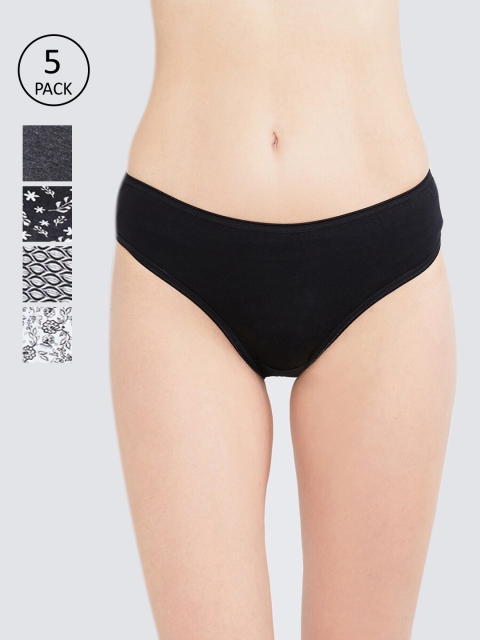 

max Women Pack of 5 Assorted Pure Cotton Hipster Briefs SU205PKLH01BLACK