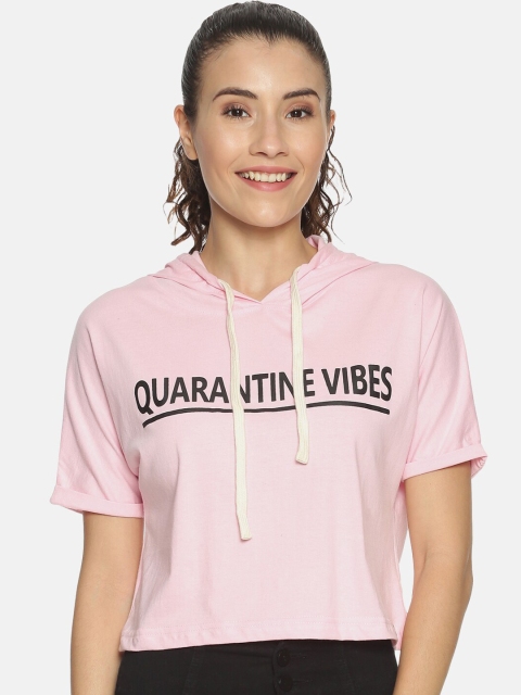 

Campus Sutra Women Pink Printed Crop Top