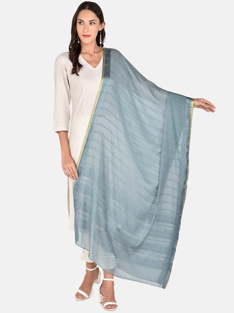 

Dupatta Bazaar Grey & Gold Striped Dupatta