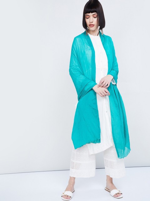 

max Green Solid Dupatta