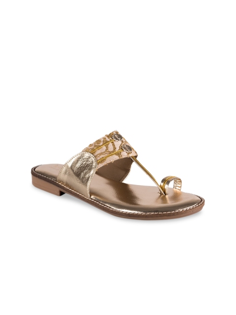 

Kraft Cellar Women Gold-Toned Embellished PU One Toe Flats
