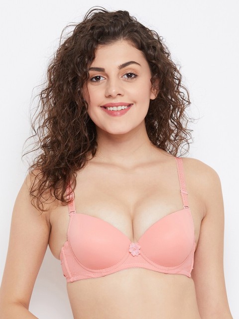 

SECRETS BY ZEROKAATA Peach Solid Underwired Heavily Padded Push-Up Bra SZPCH2266