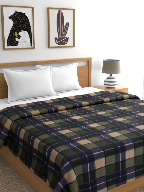 

A Homes Grace Green & Blue Checked Mild Winter 300 GSM Double Bed Blanket