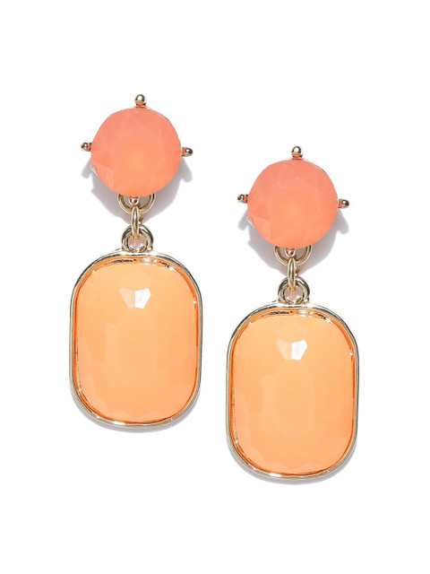 

ChicMela Orange Geometric Gold Plated Handcrafted Drop Earrings