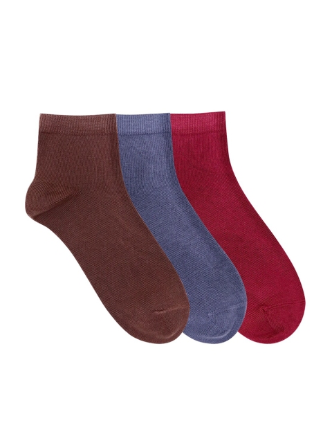 

Mustang Women Pack Of 3 Solid Ankle-Length Socks, Brown
