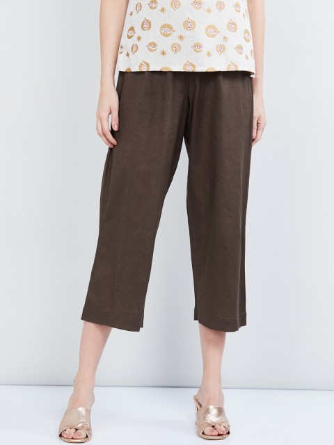 

max Women Brown Regular Fit Solid Culottes