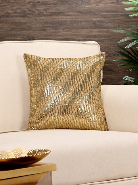 

Pure Home and Living Gold-Coloured Embellished Square Cushion Covers