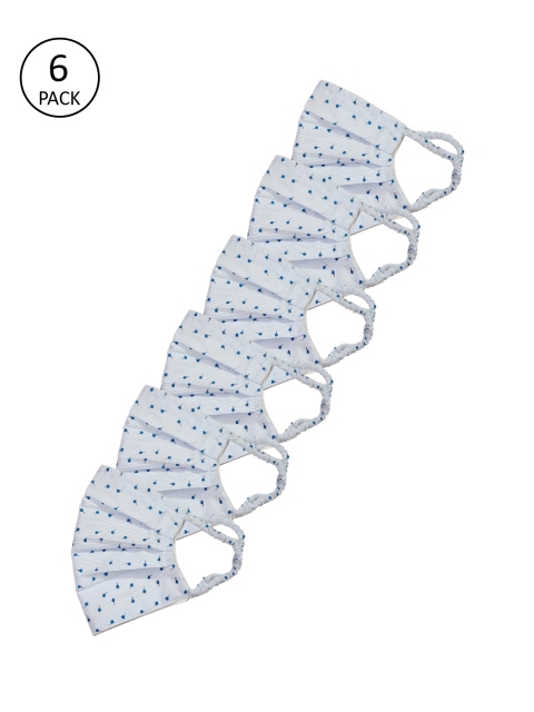 

Bellofox Women Pack of 6 3-Ply Reusable Cloth Masks, Blue