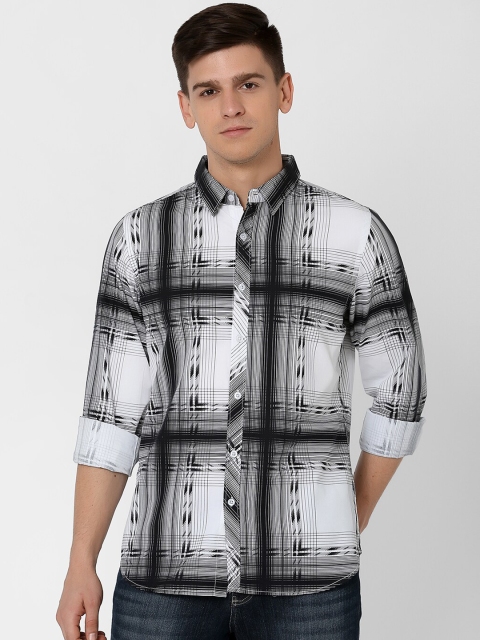 

MARCA Disati Men Black & White Slim Fit Checked Casual Shirt