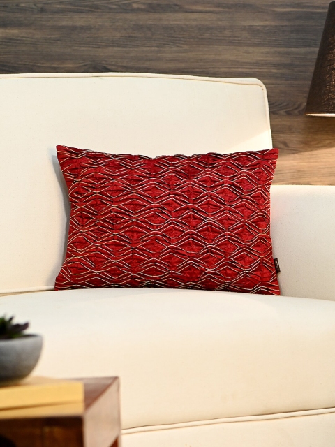 

Pure Home and Living Red Set of Single Self Design Rectangle Cushion Covers