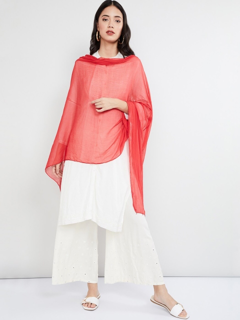 

max Coral Orange Solid Dupatta