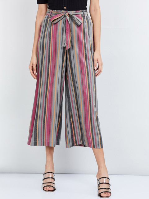 

max Women Multicoloured Regular Fit Striped Culottes, Multi