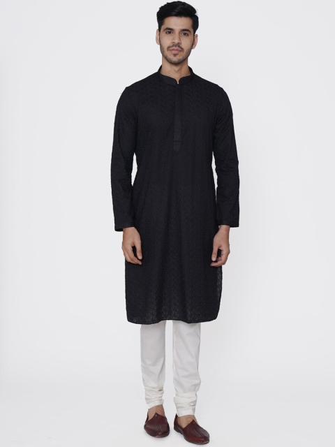 

Manyavar Men Black Solid Kurta with Churidar