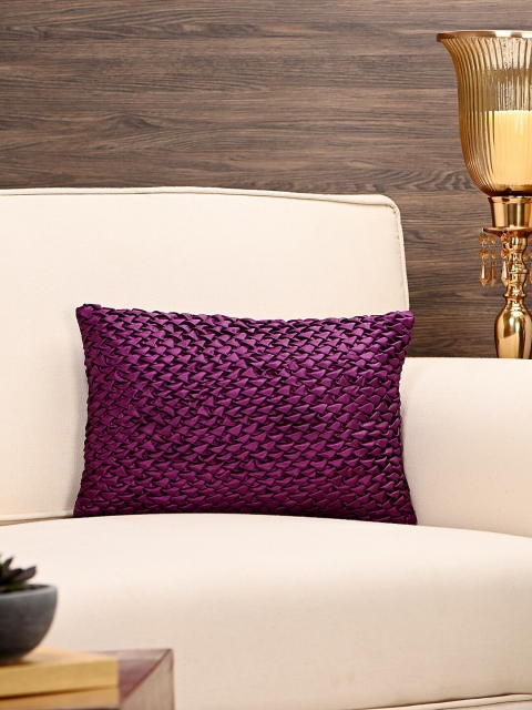 

Pure Home and Living Purple Single Self Design Rectangle Cushion Cover