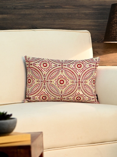 

Pure Home and Living Red & Beige Single Abstract Rectangle Cushion Cover