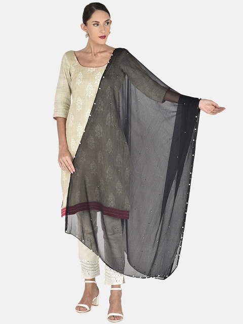 

Dupatta Bazaar Black & Gold Solid Dupatta