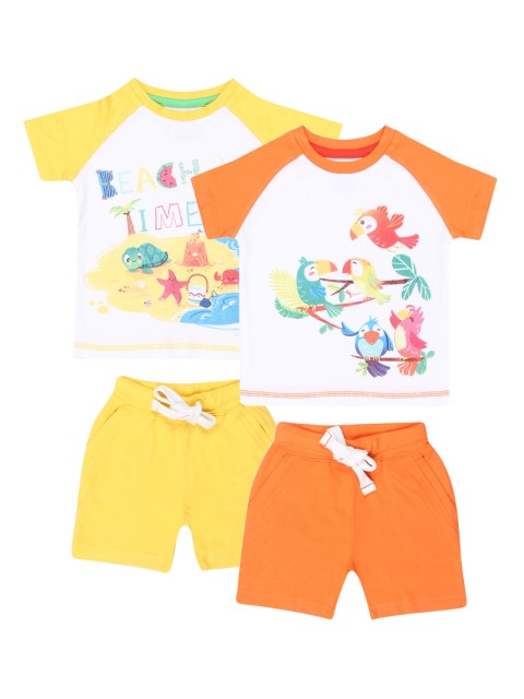 

Nap Chief Unisex Kids Pack of 2 T-shirt with Shorts, Orange