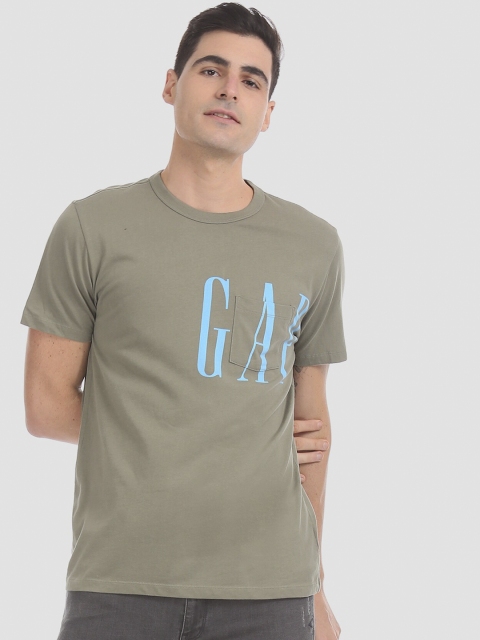 

GAP Men Green Printed Round Neck T-shirt