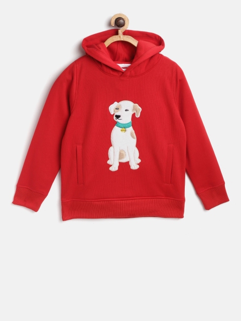 

Cherry Crumble Unisex Kids Red Appliqued Hooded Sweatshirt