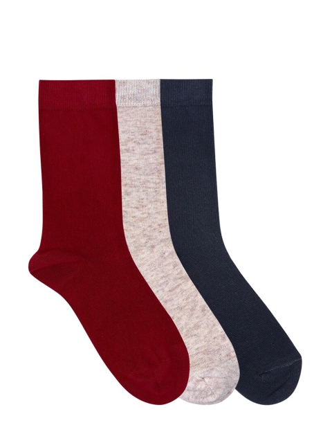 

Mustang Women Pack of 3 Solid Calf-Length Socks, Maroon