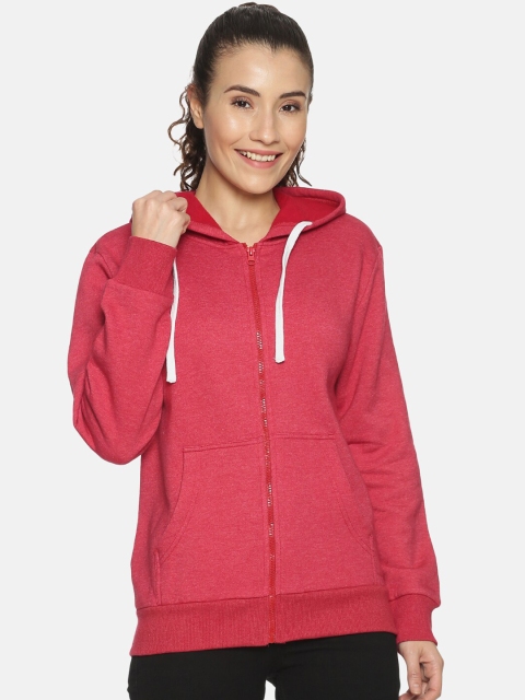 

Campus Sutra Women Pink Solid Hooded Sweatshirt