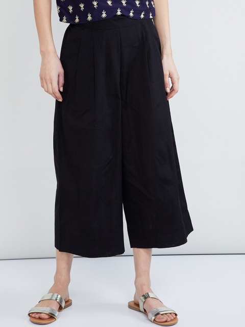 

max Women Black Regular Fit Solid Culottes