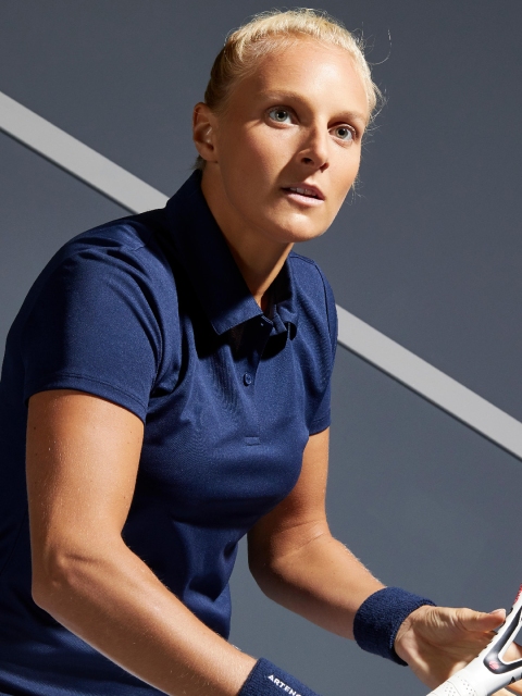 

Artengo By Decathlon Women Navy Blue Tennis Polo T-Shirt Dry 100