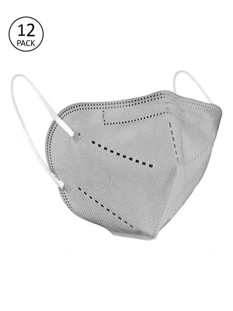 

OOMPH Unisex Pack of 12 5Ply Protective Outdoor Face Masks, Grey