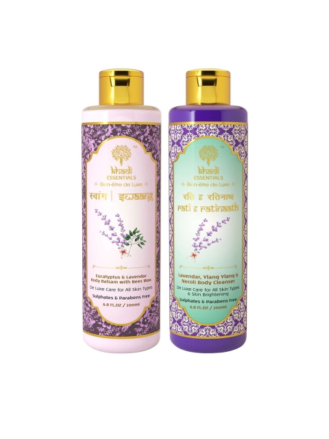 

KHADI ESSENTIALS Set of 2 Lavender Body Balsam & Lavender Body Wash 400 ml, Pink