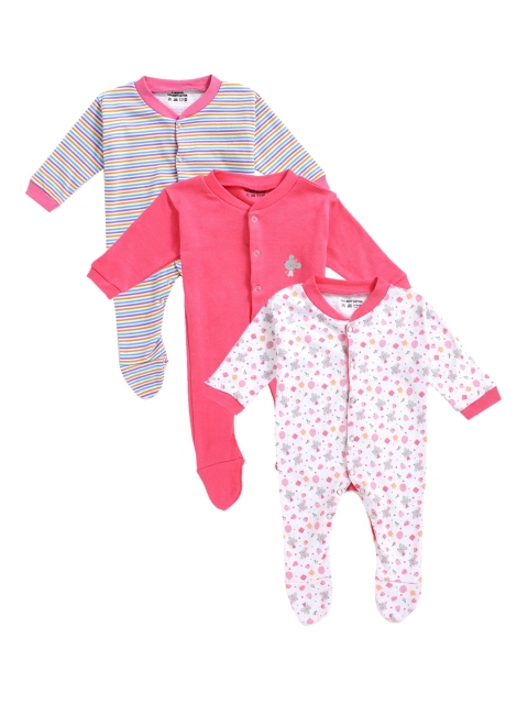 

YK Infant Kids Pack of 3 Slip Resistant Sleepsuits, Pink