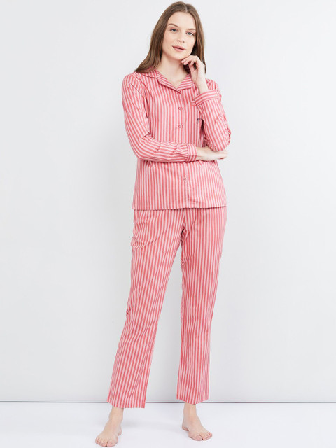 

max Women Pink Striped Night suit