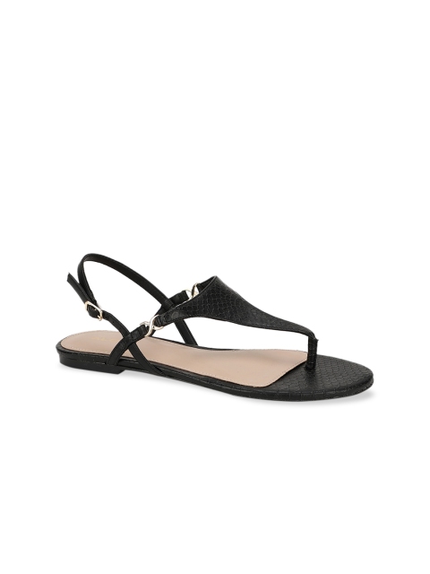 

ALDO Women Black Textured Open Toe Flats