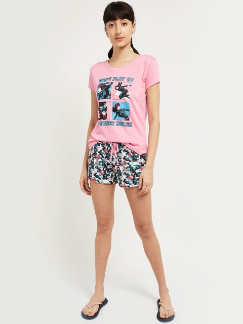 

max Women Pink & White Printed Night suit