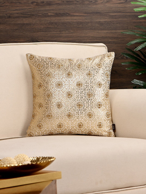 

Pure Home and Living Gold-Coloured Ethnic Motifs Square Cushion Covers