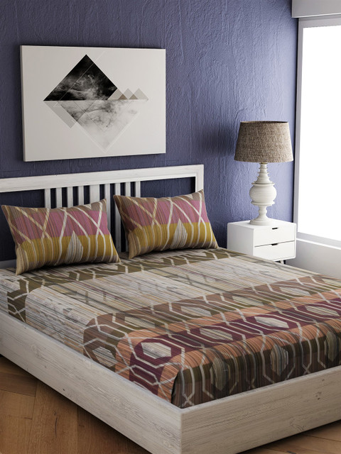

EverHOME Multicoloured Floral 210 TC Cotton 1 King Bedsheet with 2 Pillow Covers, Multi