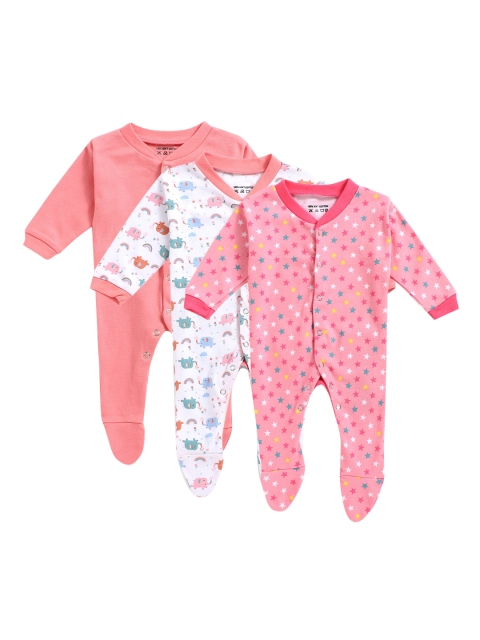 

YK Infants Kids Pack of 3 Slip Resistant Sleepsuits, Pink