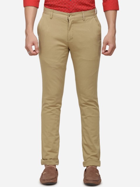 

Greenfibre Men Khaki-Coloured Slim Fit Solid Chinos