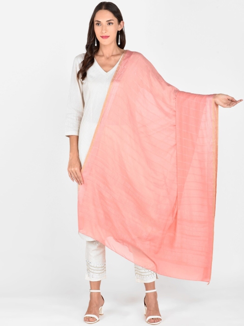 

Dupatta Bazaar Peach-Coloured & Gold-Toned Solid Dupatta