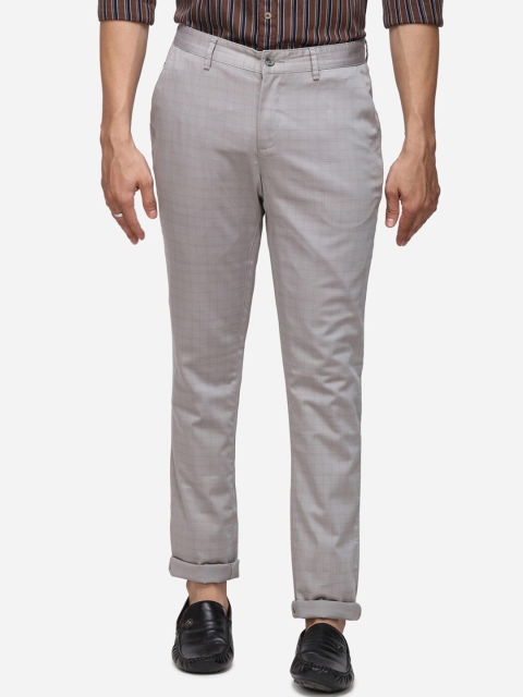 

Greenfibre Men Grey Slim Fit Checked Regular Trousers