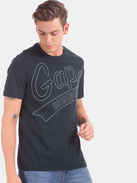 

GAP Men Blue Crew Neck Logo Cotton Jersey T-Shirt