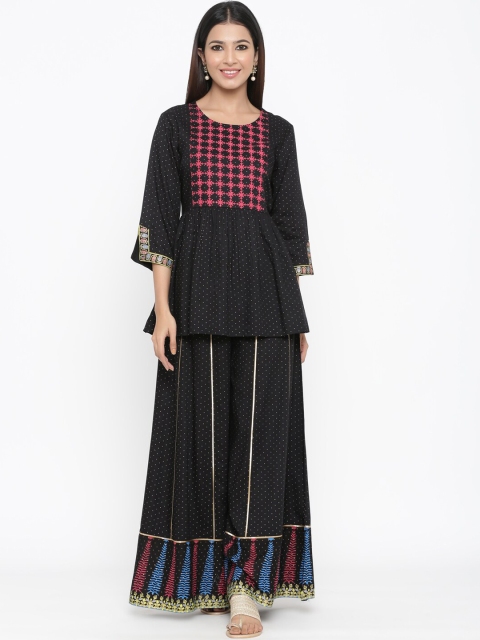 

Juniper Women Black & Gold-Toned Printed Tunic with Palazzos