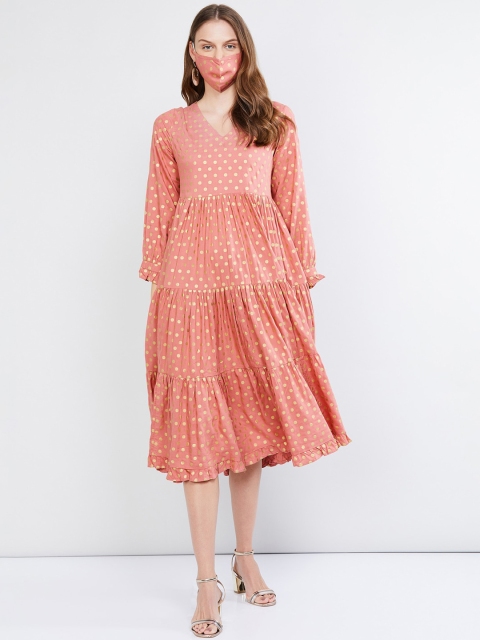 

max Women Pink Printed Empire Dress
