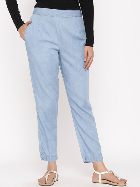 

Juniper Women Blue Classic Slim Fit Solid Regular Trousers
