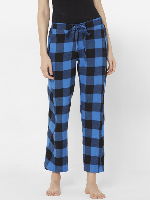 

Mystere Paris Women Blue & Black Classic Checked Anti-Bacterial Lounge Pants G480E