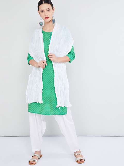 

max White Solid Dupatta