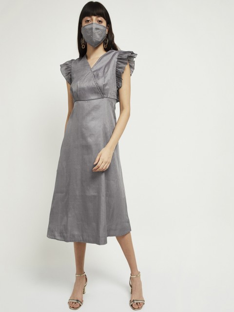 

max Women Grey Solid A-Line Dress
